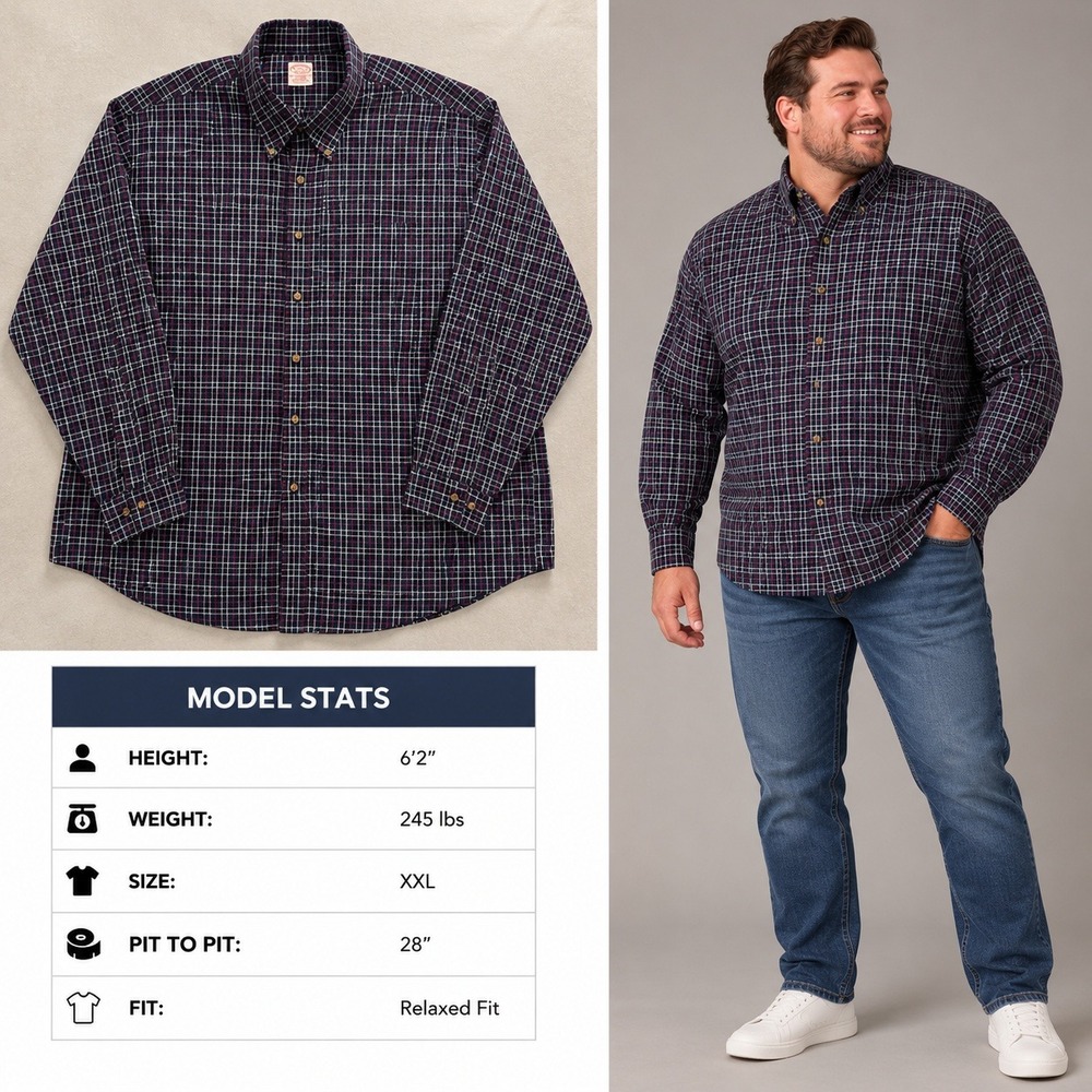 Brooks Brothers Mens XXL Non-Iron Cotton Tattersall Check Button Down Shirt Navy